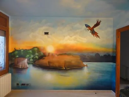 Berok Graffiti mural profesional en Barcelona: Mural paisajes para ...