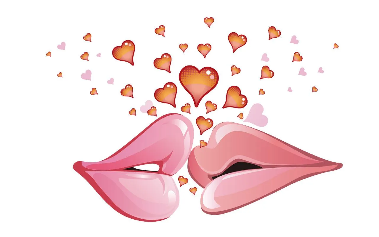 beso bocas amor corazones labios rosa naranja