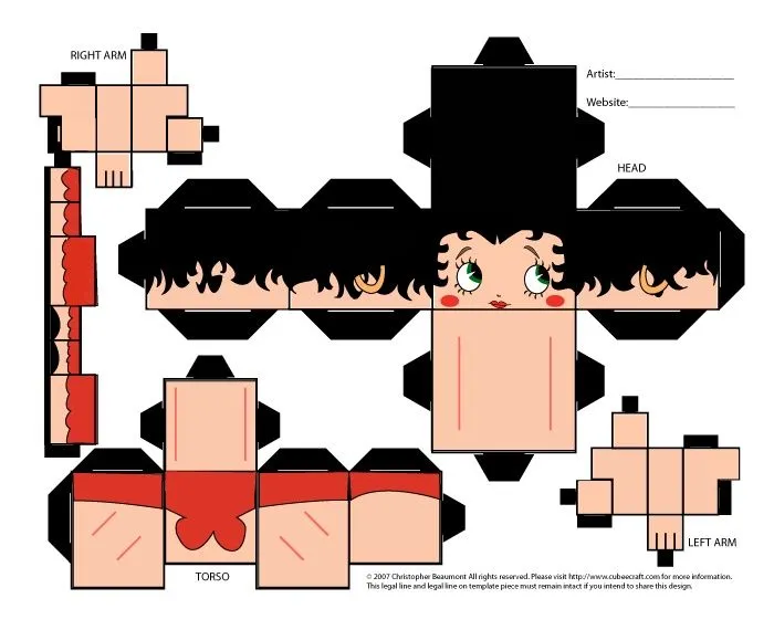 Betty Boop Cube Craft Printable | Cute crafts that seem easy ...