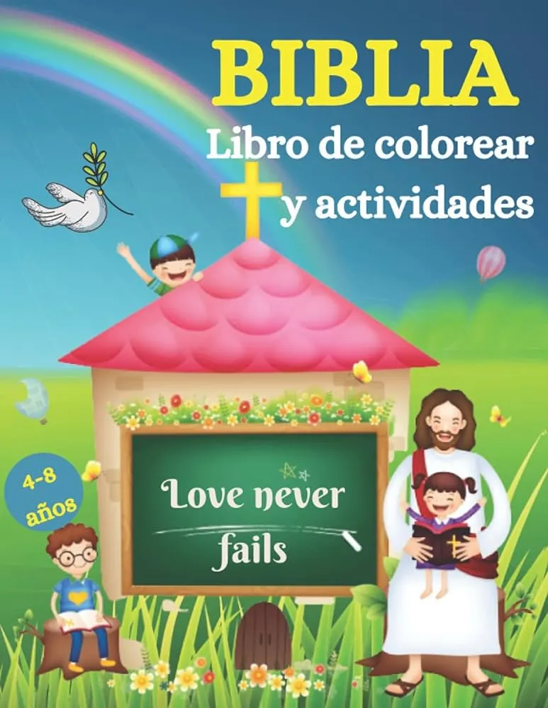 Biblia Libro de actividades y para colorear para niños de 4 a 8 años: Hermoso cuaderno Biblia Libro de actividades y para colorear para niños de 4 a 8 años: Hermoso cuaderno