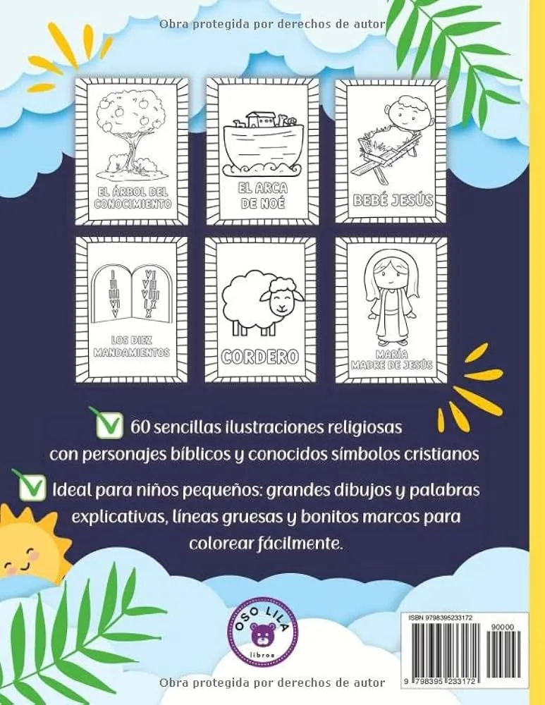 Mi Primera Biblia Libro de Colorear para Niños: 60 ilustraciones cristianas grandes y sencillas con personajes de historias bíblicas y símbolos ... pequeños a partir de 2 años (Spanish Edition) : Lila, Mi Primera Biblia Libro de Colorear para Niños: 60 ilustraciones cristianas grandes y sencillas con personajes de historias bíblicas y símbolos ... pequeños a partir de 2 años (Spanish Edition) : Lila,