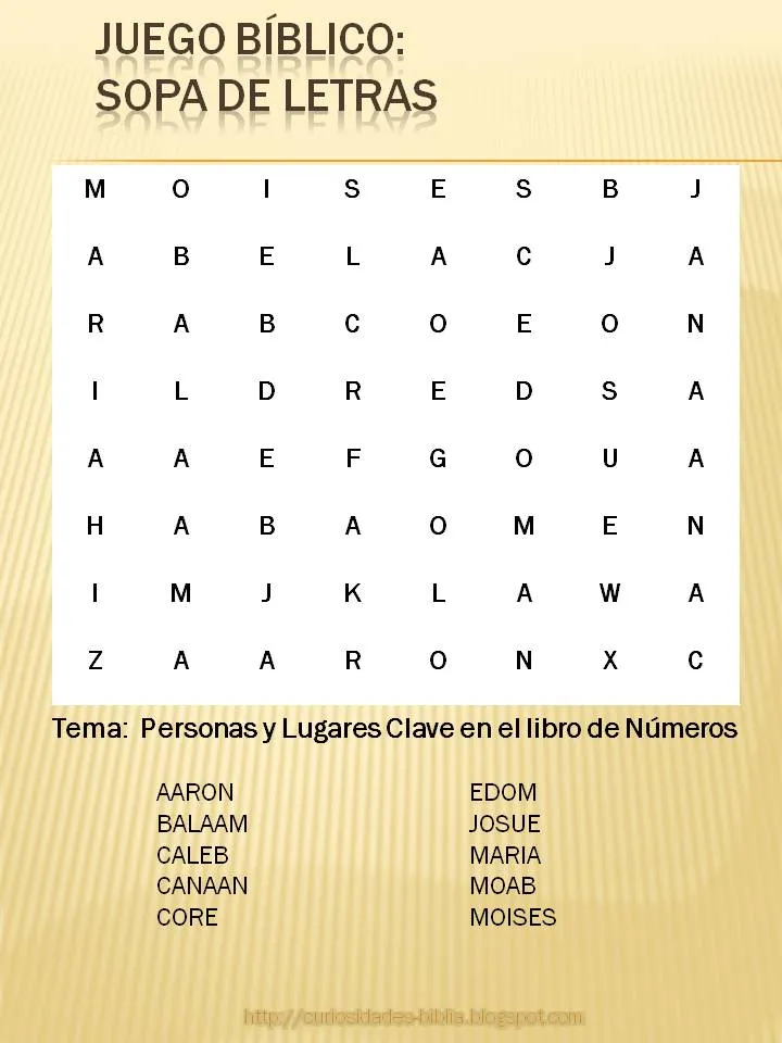 ... Bíblicas...: Juego Bíblico: Sopa de Letras del libro de Números
