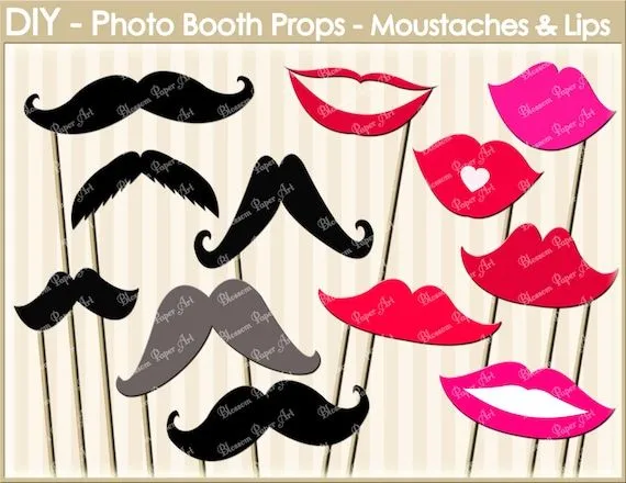 Bigotes Bocas Clipart Para imprimir y hacer por blossompaperart Bigotes Bocas Clipart Para imprimir y hacer por blossompaperart
