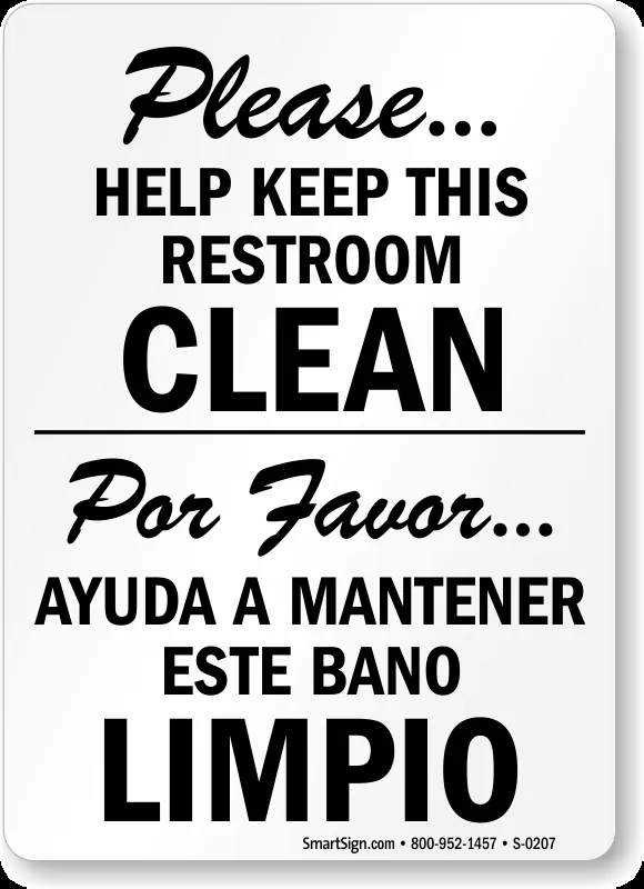 Bilingual Keep This Restroom Clean | Free PDF Signs, SKU: S-0207