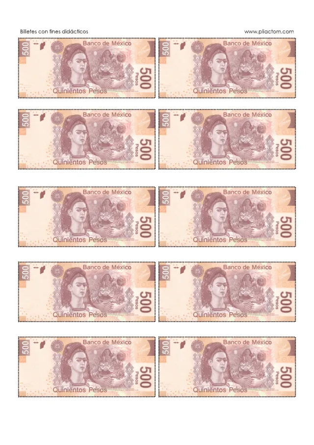 Billetes didácticos – Billetes mexicanos para imprimir Billetes didácticos – Billetes mexicanos para imprimir