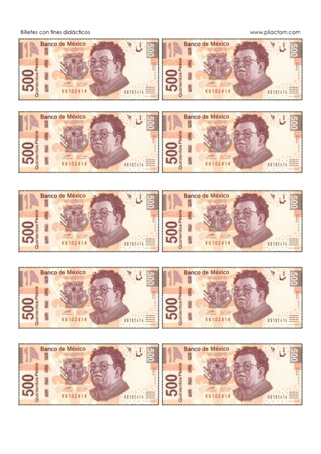 Billetes didácticos – Billetes mexicanos para imprimir Billetes didácticos – Billetes mexicanos para imprimir