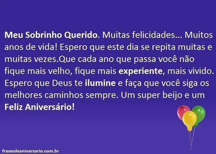 Frases de Aniversário para Sobrinho Frases de Aniversário para Sobrinho