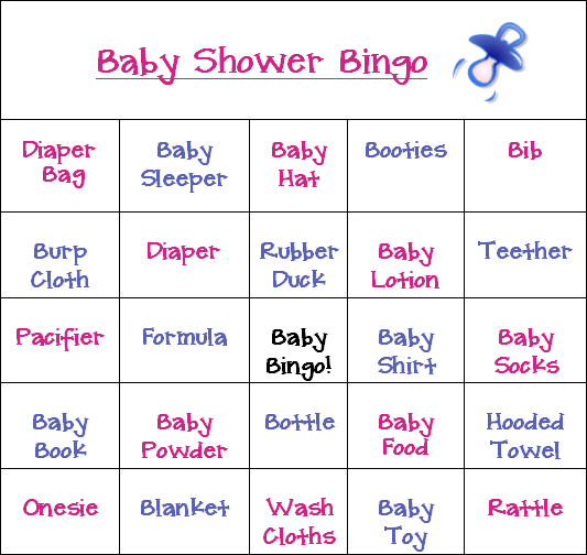 Juegos loteria para baby shower para imprimir - Imagui