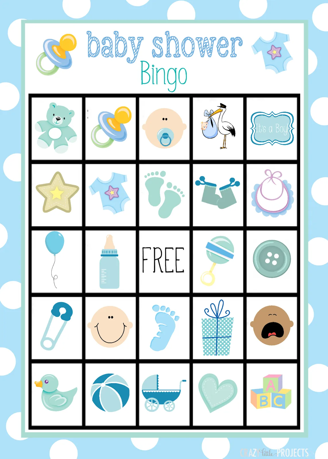Bingo para Baby Shower de Niño, para Imprimir Gratis. - Oh My Bebé!