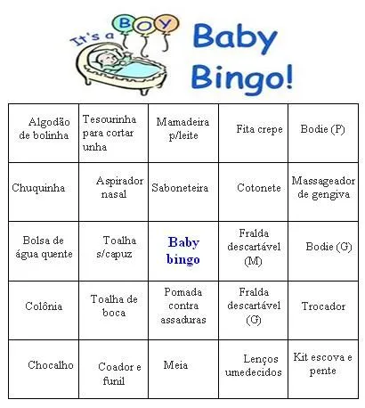 Bingo de bebé para imprimir - Imagui