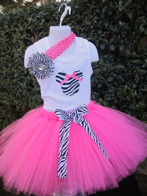 Cumpleañeras Rosa Minnie Mouse Zebra Animal por TheFancyButterfly