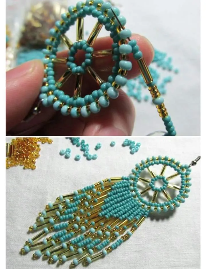 Bisutería: Atrapasueños con mostacillas - Telares & Manualidades