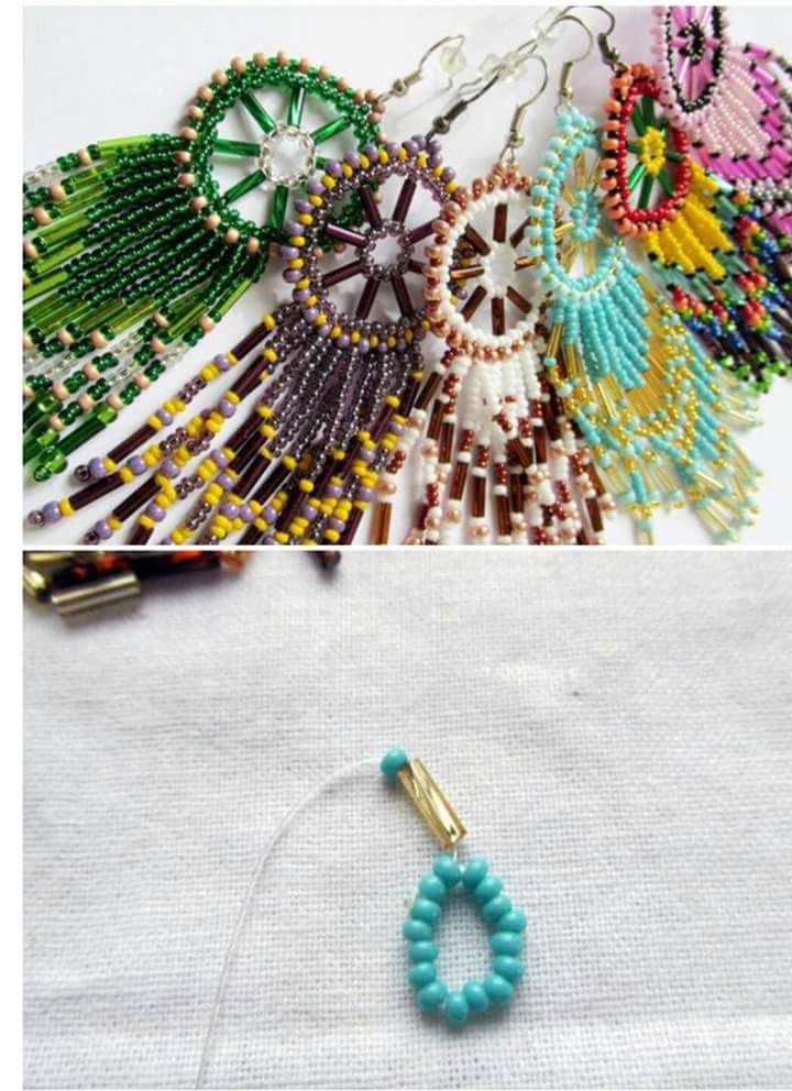 Bisutería: Atrapasueños con mostacillas - Telares & Manualidades