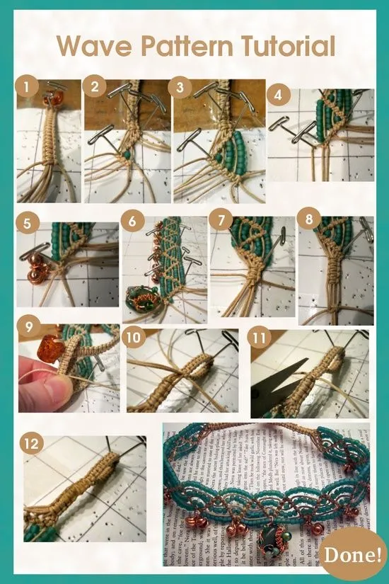 Ideas paso a paso para tejido Macrame con incrustaciones o cuentas ...