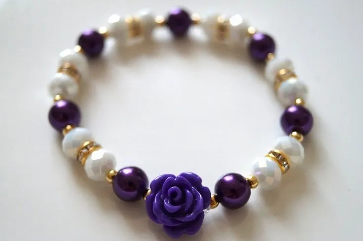 Bisuteria, Pulsera De Perlas Y Cristales Swarovski Y Flor ... Bisuteria, Pulsera De Perlas Y Cristales Swarovski Y Flor ...