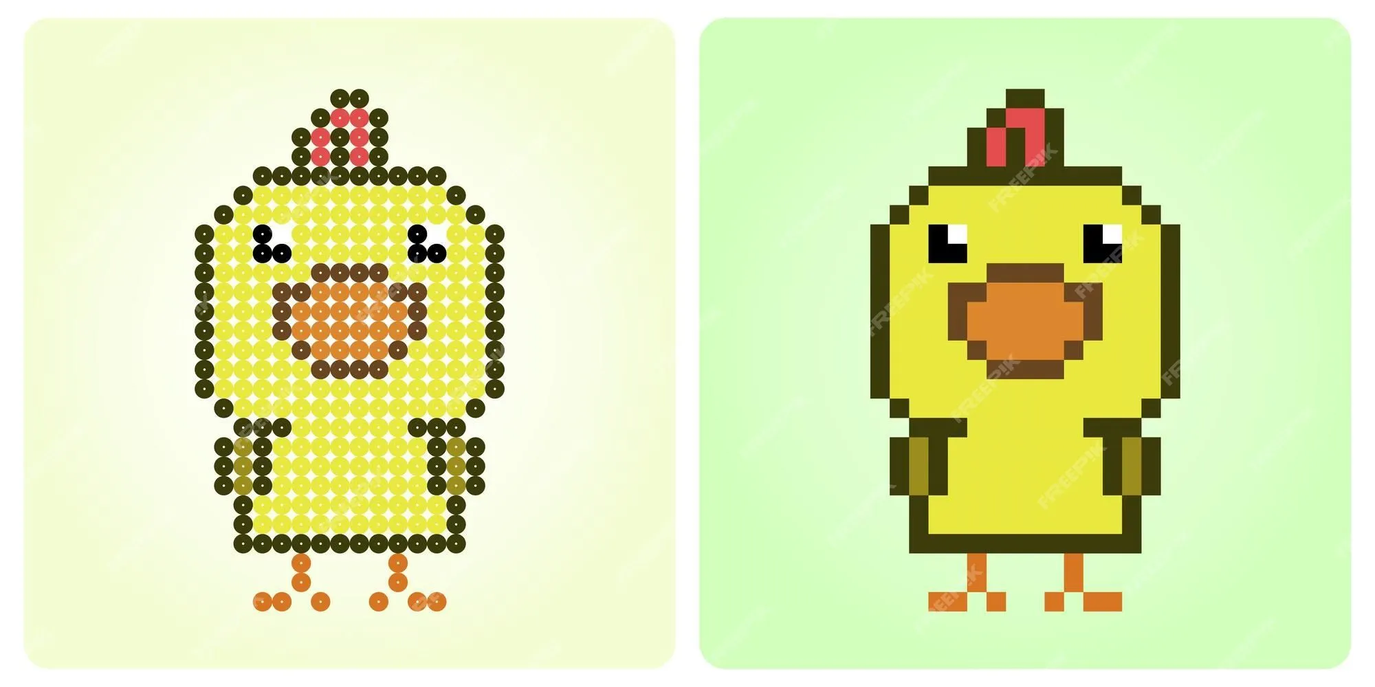 8 bit pixel los pollitos. pixel de animales en ilustraciones vectoriales para punto de cruz y patrón de cuentas i | Vector Premium 8 bit pixel los pollitos. pixel de animales en ilustraciones vectoriales para punto de cruz y patrón de cuentas i | Vector Premium