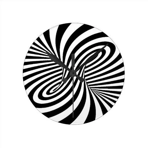 BLACK WHITE ZEBRA SWIRLS PATTERNS OPTICAL ILLUSION CLOCKS - Zazzle.