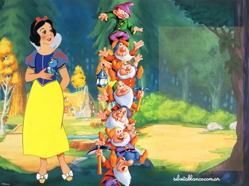 Tarjetas de Blancanieves y los siete enanitos para realizar ...