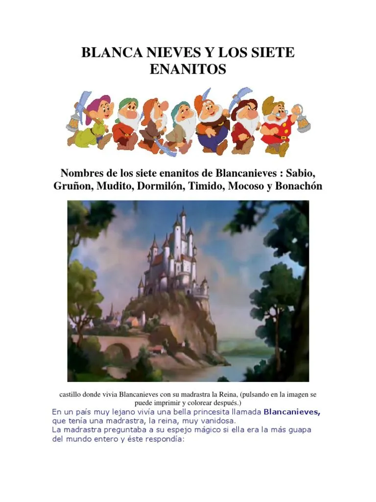 Blanca Nieves y Los Siete Enanitos | PDF | Blanco como la nieve | Ocio Blanca Nieves y Los Siete Enanitos | PDF | Blanco como la nieve | Ocio
