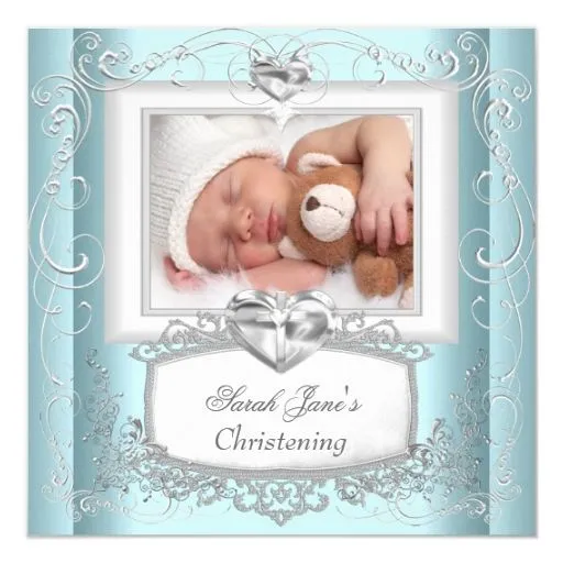 Blanco azul de la cruz del bautismo del bautizo invitación 5.25" x ... Blanco azul de la cruz del bautismo del bautizo invitación 5.25" x ...