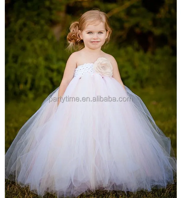Blanco, de marfil y rosa claro tutú de tul vestidos de niña con ...