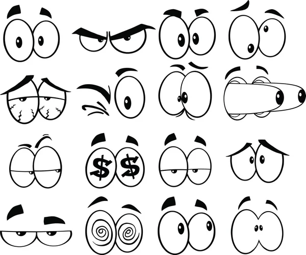 Blanco y negro de dibujos animados divertido ojos — Foto stock ...