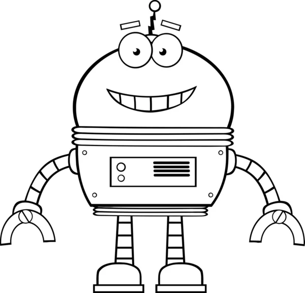 Blanco y negro sonriente personaje de dibujos animados de robots ...