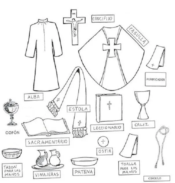 Objetos litúrgicos para colorir - Imagui