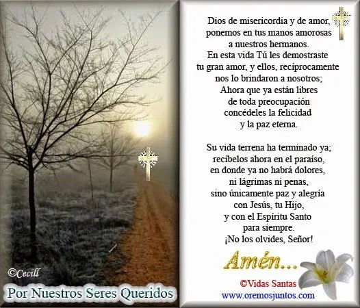 BLOG CATÓLICO GOTITAS ESPIRITUALES: ORACIONES POR NUESTROS SERES ...