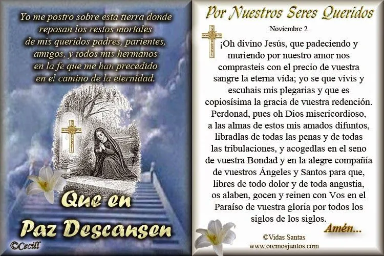 BLOG CATÓLICO GOTITAS ESPIRITUALES: ORACIONES POR NUESTROS SERES ...