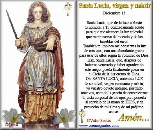 BLOG CATÓLICO GOTITAS ESPIRITUALES: SANTA LUCIA BLOG CATÓLICO GOTITAS ESPIRITUALES: SANTA LUCIA