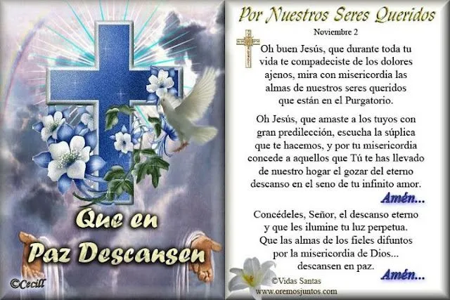 Rincón de la Oración: Estampas Oraciones por los Fieles Difuntos