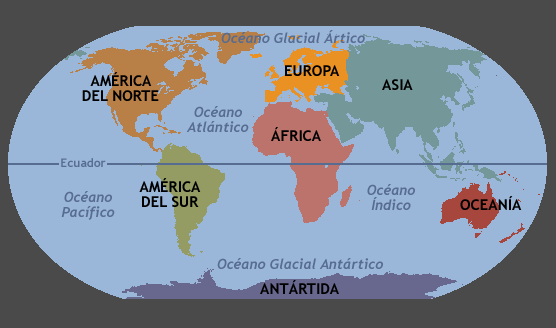 Cuales son los 6 continentes del planisferio - Imagui