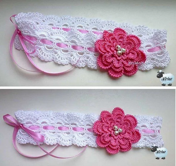 Diadema para bebé a ganchillo - Imagui
