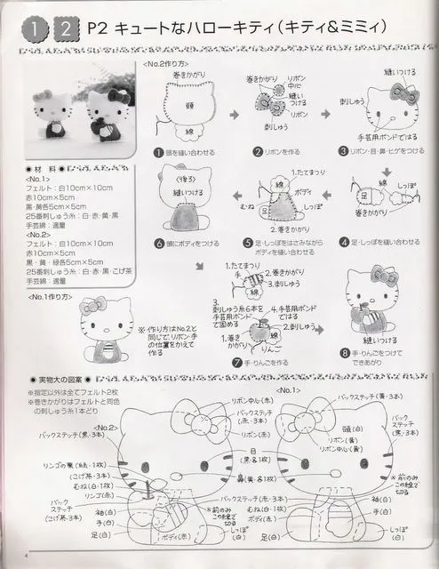 Blog de Goanna: Molde de Hello Kitty y Mimi en Fieltro