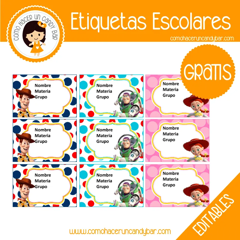 Blog de imprimibles gratis para tu fiesta - Etiquetas Escolares Toys Story