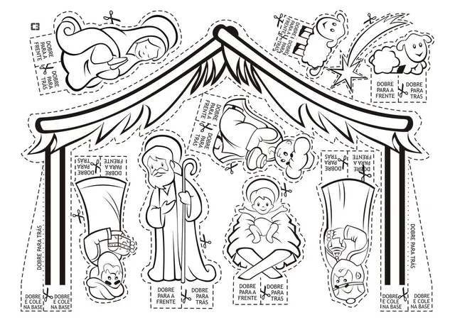 ... las clases de religión...: Pesebre para cortar y colorear