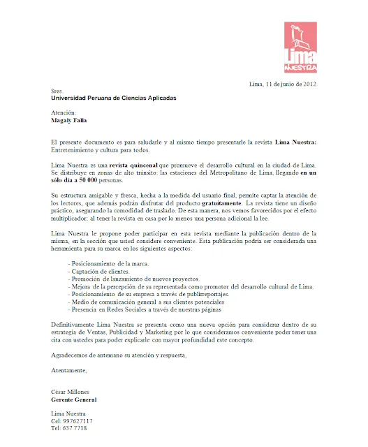 Mi blog personal: Carta de Presentación Corporativa e Información ...