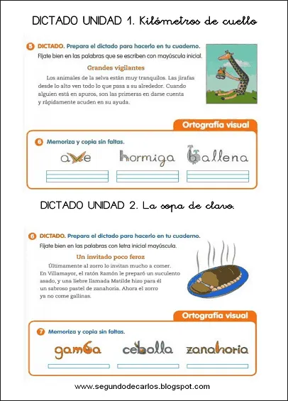 EL BLOG DE SEGUNDO: FICHAS IMPRIMIBLES DE DICTADOS PARA 2º