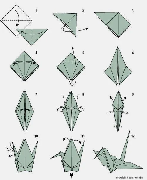Blog Tela y Lana: Grulla de origami paso a paso Blog Tela y Lana: Grulla de origami paso a paso