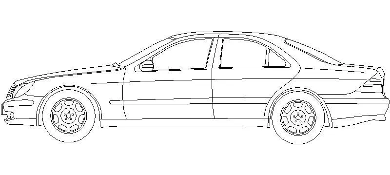 Bloques AutoCAD Gratis de Coche en alzado lateral. Marca: Mercedes ...