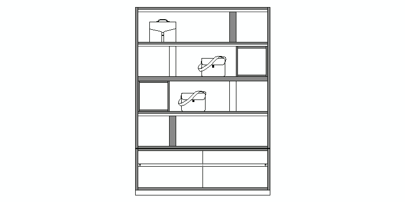 Bloques AutoCAD Gratis de estantería para bolsos y complementos ...