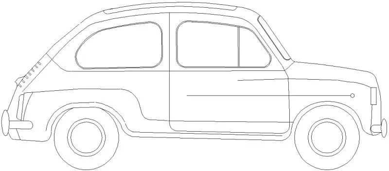 Bloques AutoCAD Gratis de Seat / Fiat 600 – Visto en alzado lateral