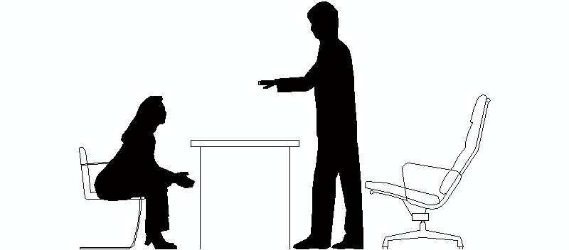 Bloques AutoCAD Gratis de siluetas humanas en mesa de oficina