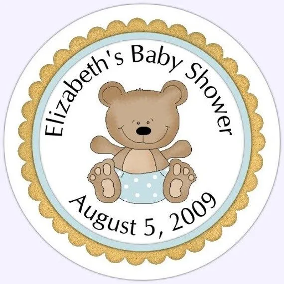 Blue Teddy Bear Baby Shower Labels Baby Shower by delightdesignbiz