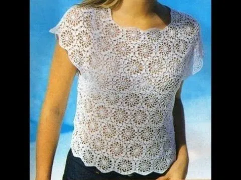 Blusa Blanca Pastillas Unidas a Crochet - YouTube Blusa Blanca Pastillas Unidas a Crochet - YouTube