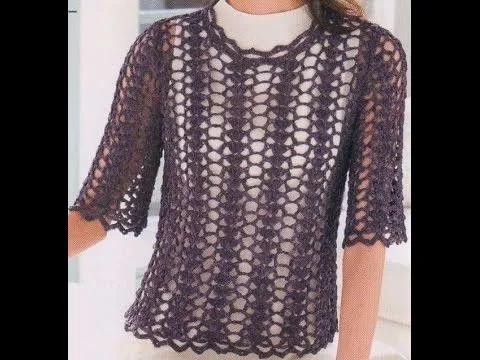 Blusa Calada Color Chocolate a Crochet - YouTube