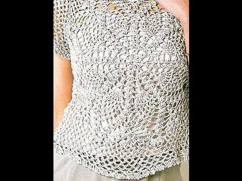 Blusa Calada Motivos Piñas Gdes a Crochet - YouTube Blusa Calada Motivos Piñas Gdes a Crochet - YouTube