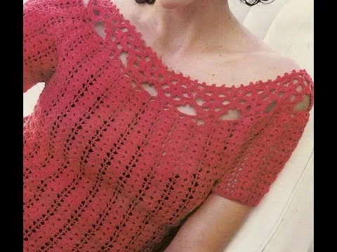 Blusa a crochet con rosetas - YouTube