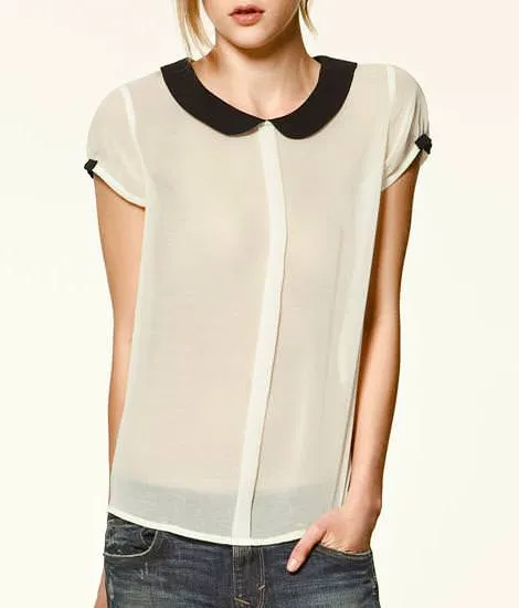 Blusa con cuello bebé y botones en la espalda de Zara Trafaluc ... Blusa con cuello bebé y botones en la espalda de Zara Trafaluc ...